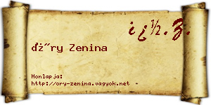 Őry Zenina névjegykártya